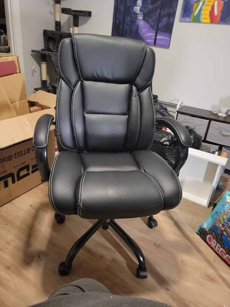 view of our purchase heavy duty sturdy executive office chair our unboxing and testing experience