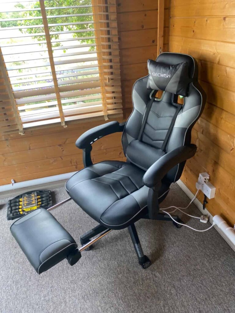 view of heat and vibrating massage office chair our unboxing package arrival home office