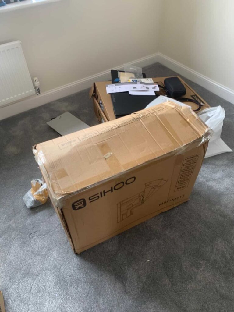 view of m57 ergonomic office chair for neck pain our unboxing package arrival home office