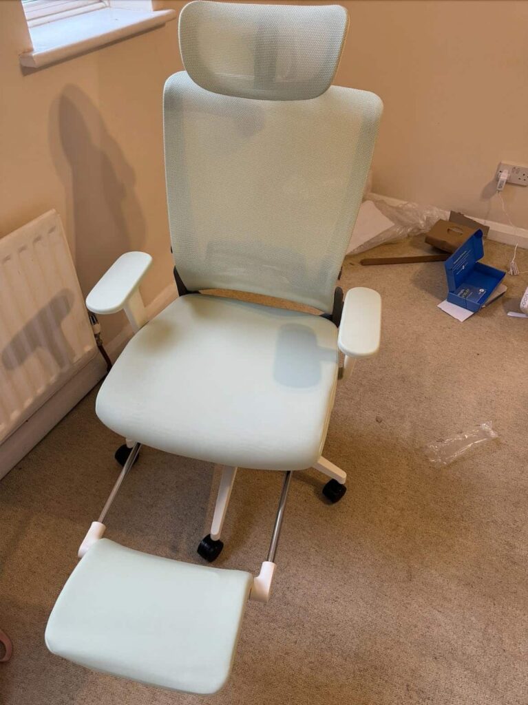view of our ergonomic folding office chair uk unboxing package arrival home office