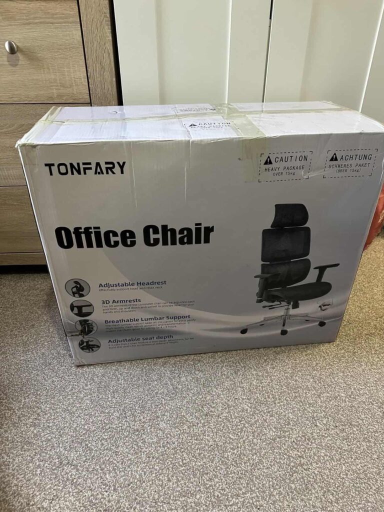 view of our purchase tonfary ergonomic office chair for tall person our unboxing and testing experience