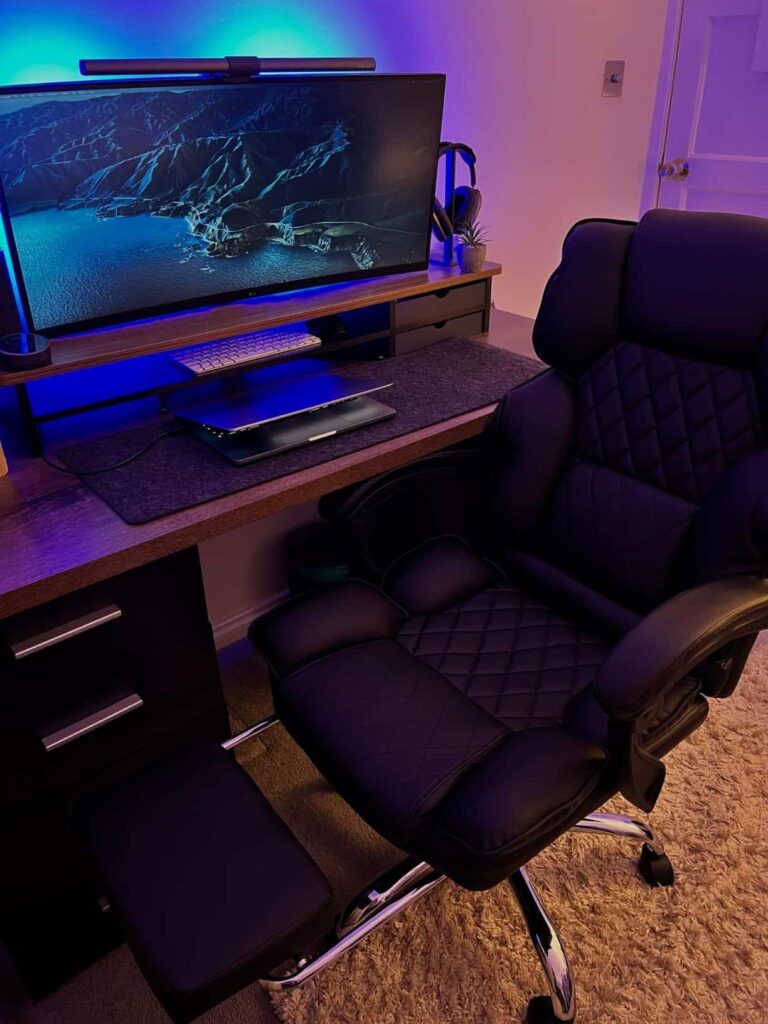 view of reclining comfortable office chair with footrest uk our unboxing package arrival home office
